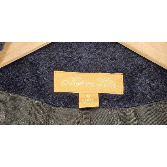 Vtg Katherine Kelly Womens Alpaca Wool Coat Peru Designer Quiet Luxury Blue Sz 8 - Picture 3 of 11